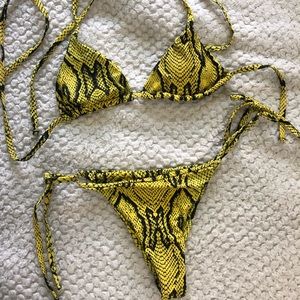 Yellow snakeskin bikini set